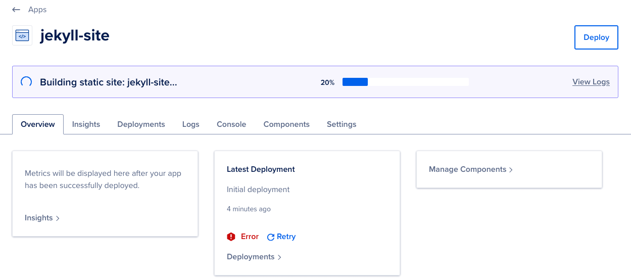 Redeploy button in DigitalOcean App Platform